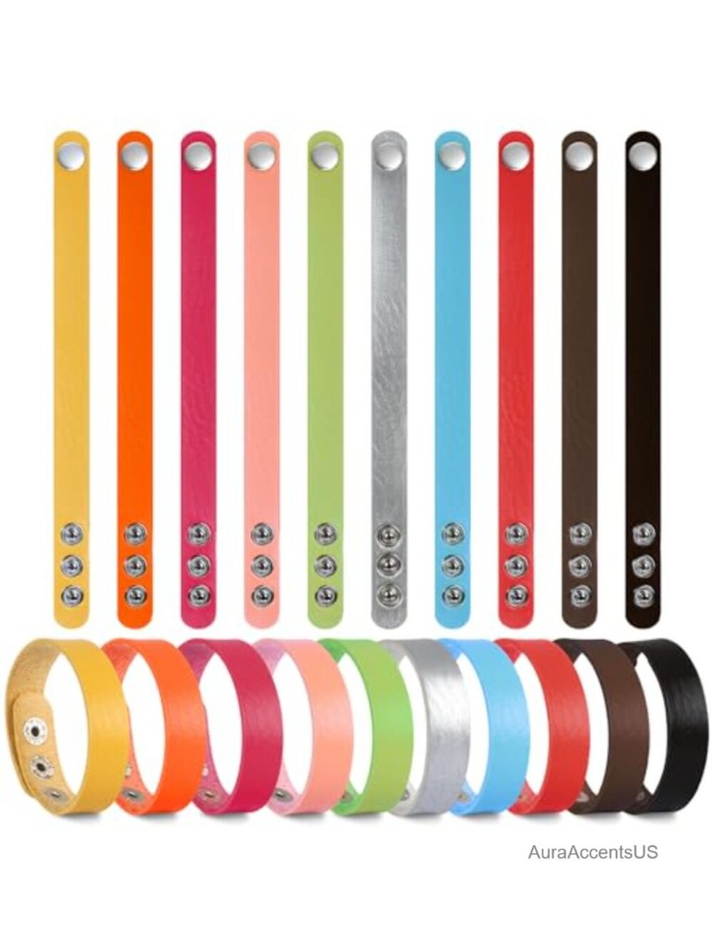Faux Leather Snap Bracelets, 20 Pack, Adjustable, DIY Jewelry Making Cuff